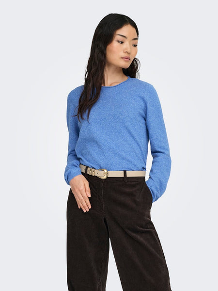 ONLY Long Sleeve O-Neck Knit Jumper in Blue