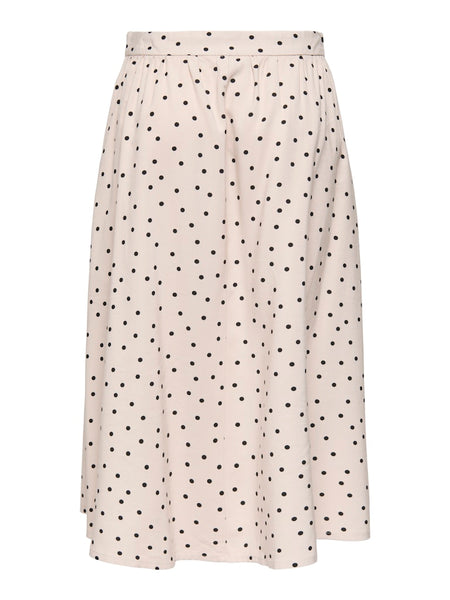ONLY Polka-Dot Midi Skirt in Beige