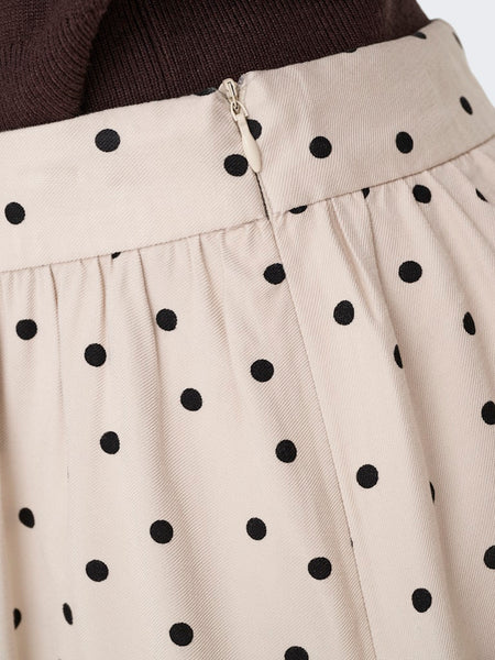 ONLY Polka-Dot Midi Skirt in Beige