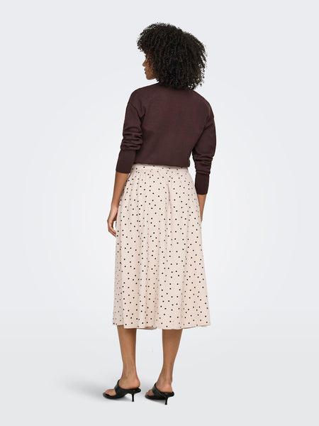 ONLY Polka-Dot Midi Skirt in Beige