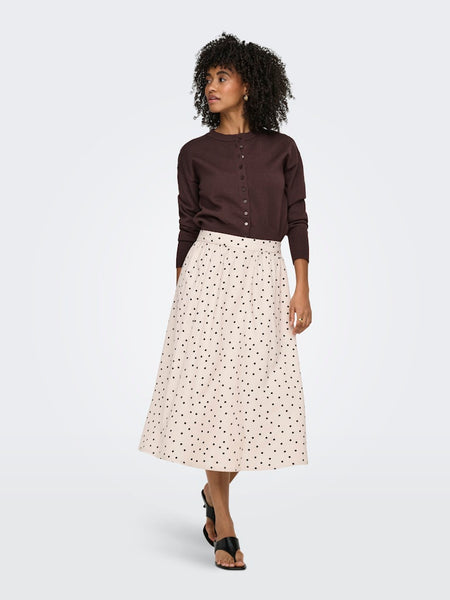 ONLY Polka-Dot Midi Skirt in Beige