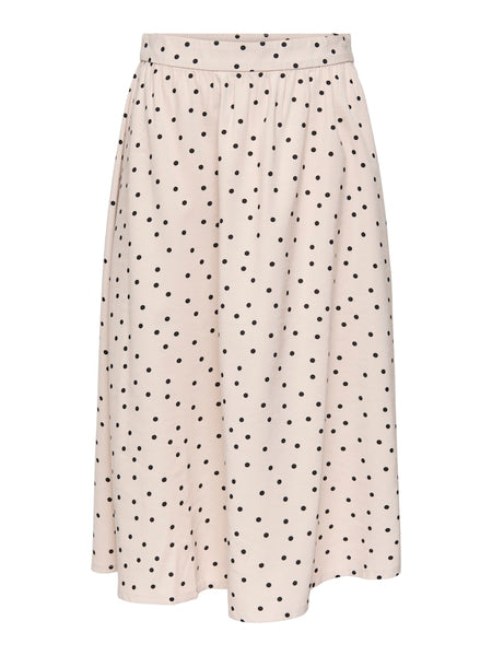 ONLY Polka-Dot Midi Skirt in Beige