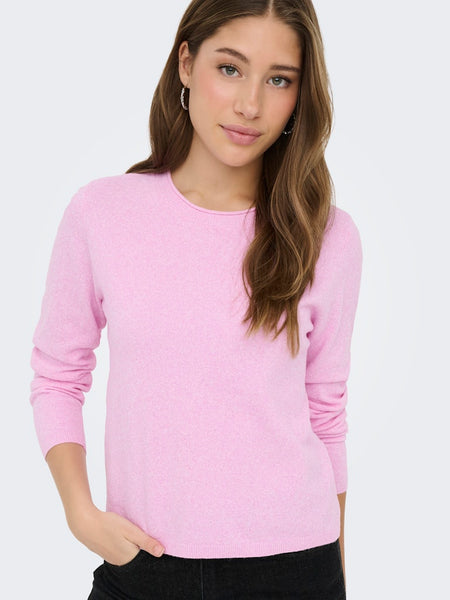 ONLY Long Sleeve O-Neck Knit Jumper in Pink