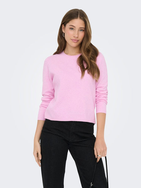 ONLY Long Sleeve O-Neck Knit Jumper in Pink