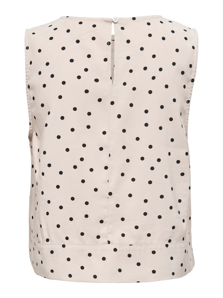 ONLY Sleeveless Polka-Dot Top in Beige
