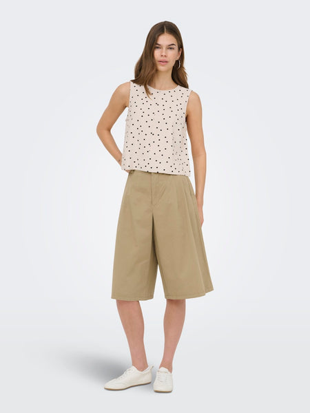 ONLY Sleeveless Polka-Dot Top in Beige
