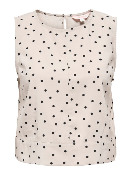 ONLY Sleeveless Polka-Dot Top in Beige