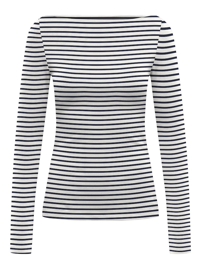 ONLY Striped Boat Neck Top in Navy