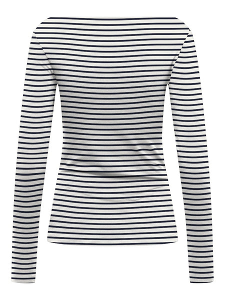 ONLY Striped Boat Neck Top in Navy