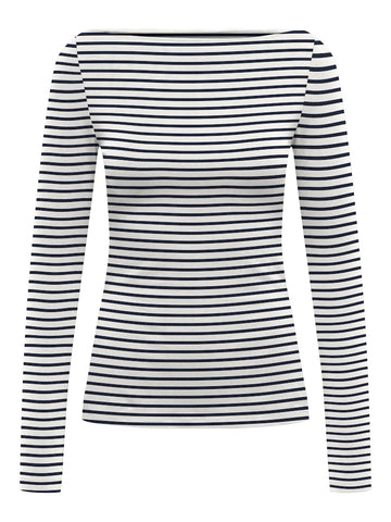 ONLY Striped Boat Neck Top in Navy