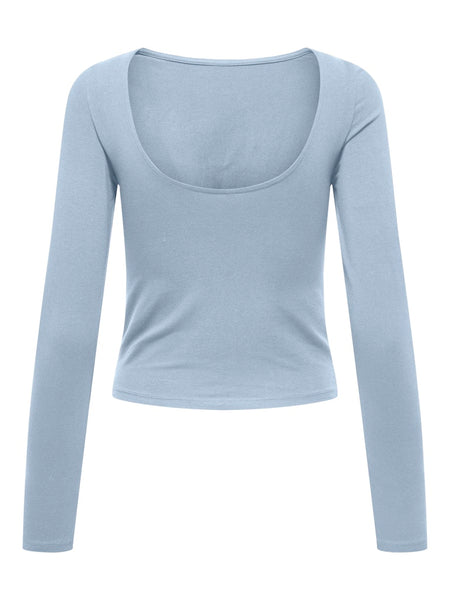 ONLY Long Sleeve Open Back Top in Blue