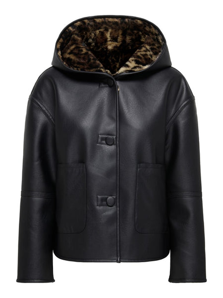 ONLY Faux Leather Reversible Jacket in Black