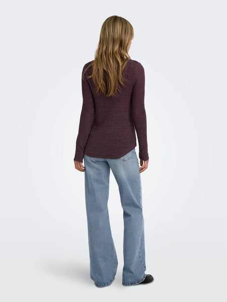ONLY Long Sleeve Knitted Top in Burgundy