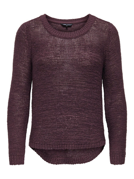 ONLY Long Sleeve Knitted Top in Burgundy