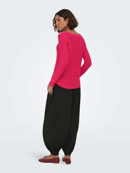 ONLY Long Sleeve Knitted Top in Fuchsia Pink