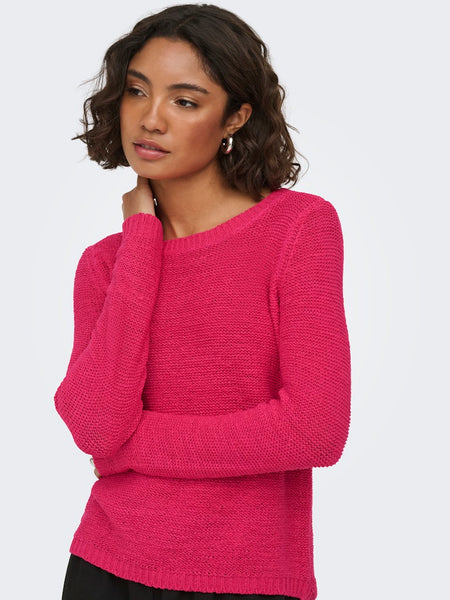 ONLY Long Sleeve Knitted Top in Fuchsia Pink