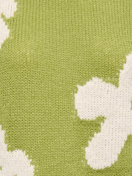 ONLY Flower Print Knit Jumper in Green