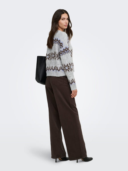 ONLY Patterned Knit Jumper in Grey