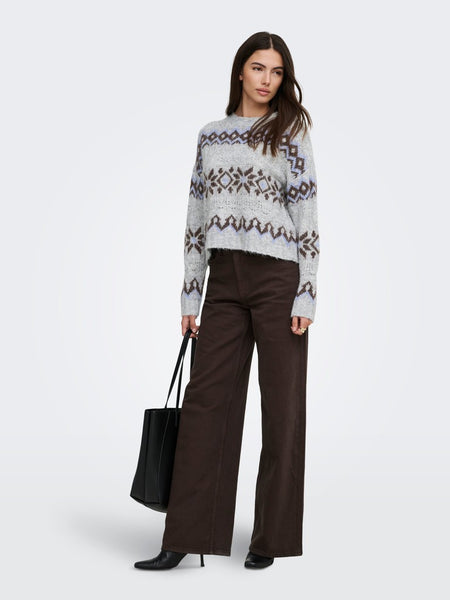 ONLY Patterned Knit Jumper in Grey