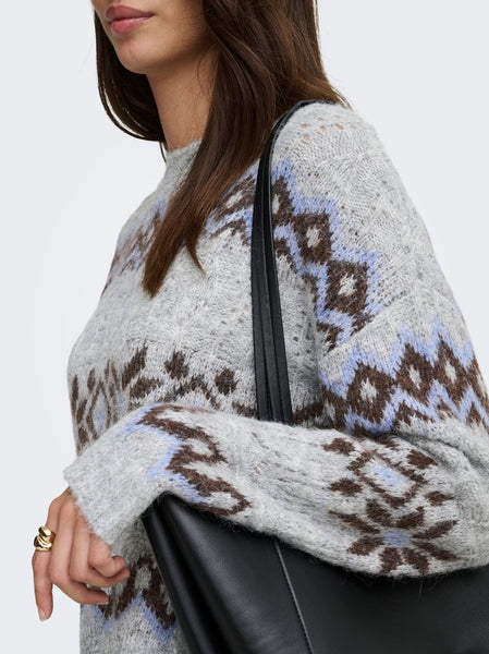 ONLY Patterned Knit Jumper in Grey