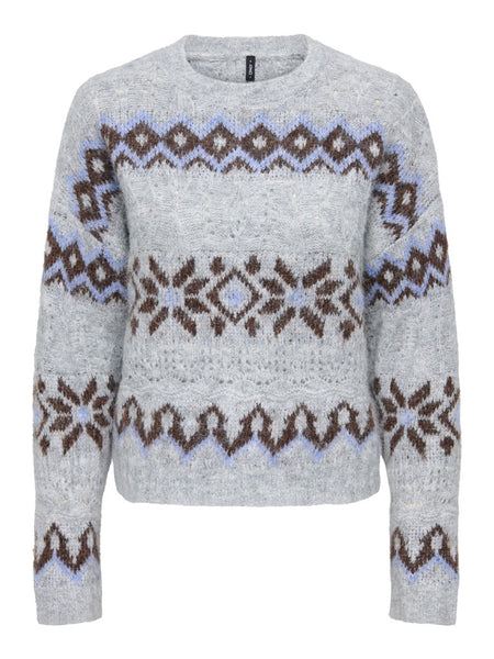 ONLY Patterned Knit Jumper in Grey