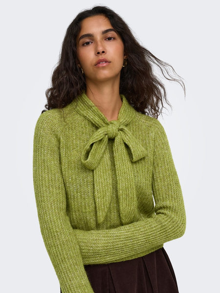 ONLY Bow Detail Knit Jumper in Green