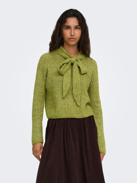 ONLY Bow Detail Knit Jumper in Green