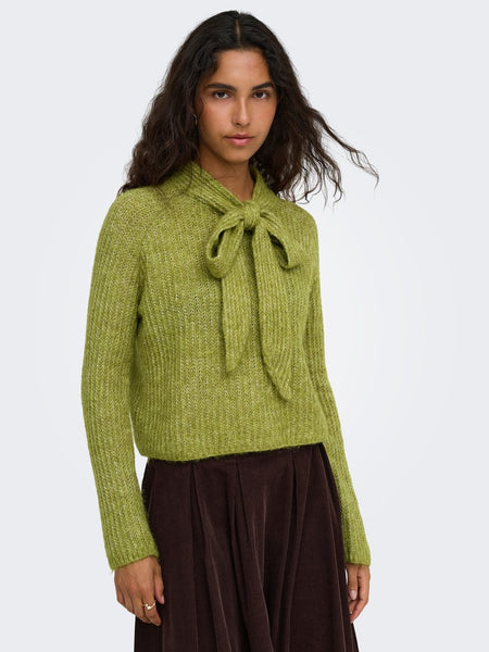 ONLY Bow Detail Knit Jumper in Green