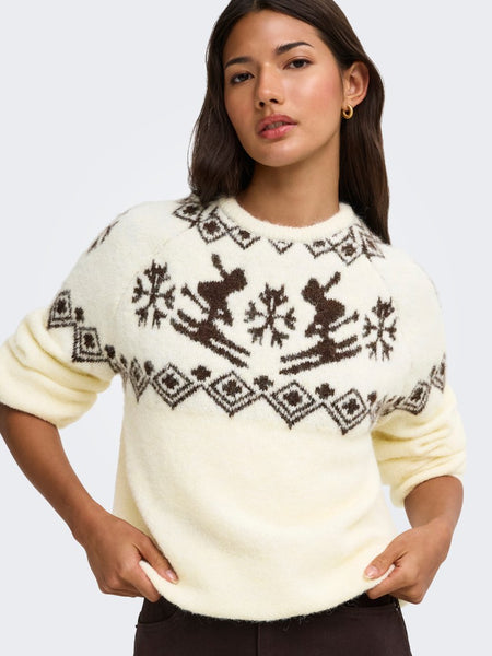 ONLY Knit Ski Jumper in Cream