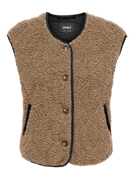 ONLY Teddy Gilet in Camel