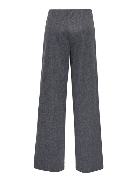 ONLY Wide Leg Herringbone Trousers in Grey
