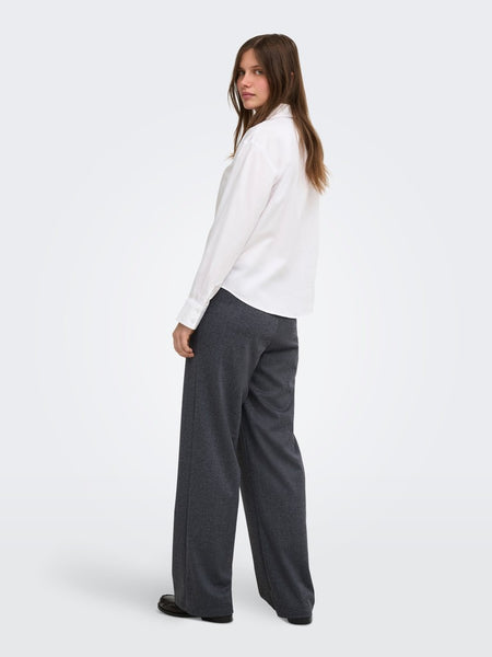 ONLY Wide Leg Herringbone Trousers in Grey