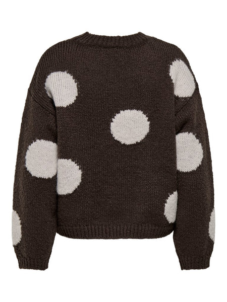 ONLY Polka-Dot Print Knit Jumper in Brown
