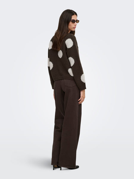 ONLY Polka-Dot Print Knit Jumper in Brown
