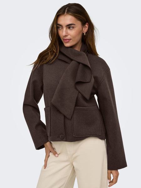 ONLY Scarf Jacket in Brown