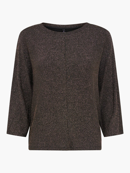 ONLY 3/4 Sleeve Glitter Top in Bronze