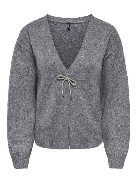 ONLY Glitter Bow Detail Cardigan in Grey