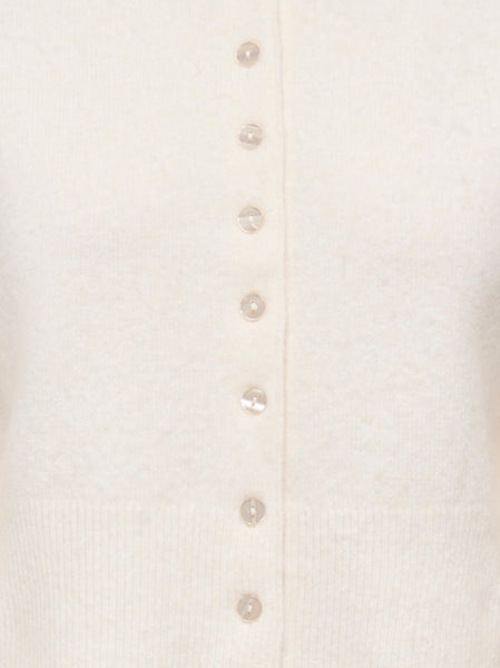 ONLY 3/4 Sleeve Knit Polo Cardigan in Cream