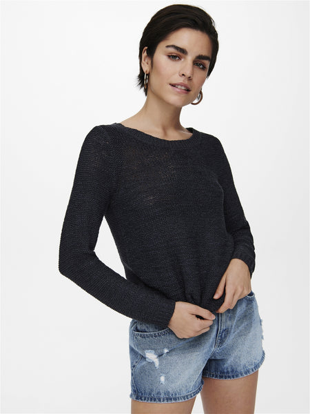 Only Long Sleeve Knitted Top in Navy