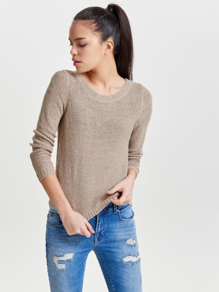 Only Long Sleeve Knitted Top in Taupe