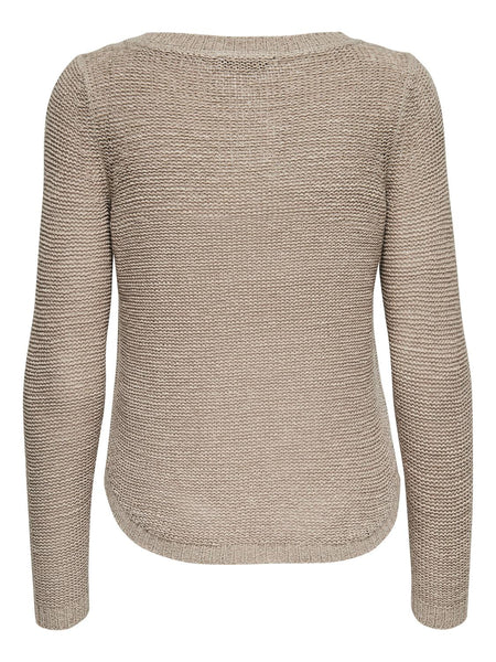 Only Long Sleeve Knitted Top in Taupe