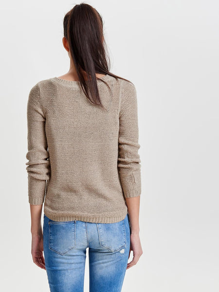 Only Long Sleeve Knitted Top in Taupe