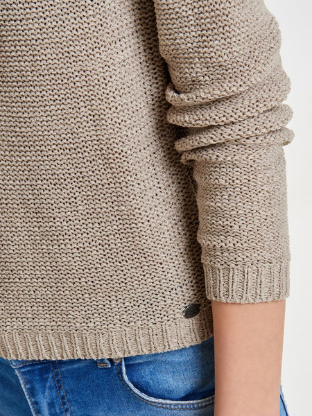 Only Long Sleeve Knitted Top in Taupe