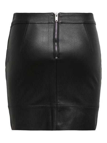 Only Short Faux Leather Skirt in Black