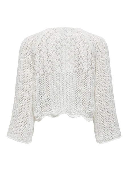 Only Cropped Knit 3/4 Sleeve Top in Cream