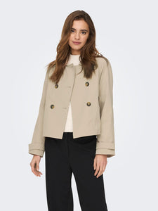 Only Short Trench Jacket in Taupe