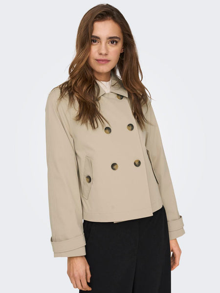 Only Short Trench Jacket in Taupe