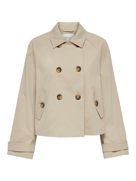 Only Short Trench Jacket in Taupe