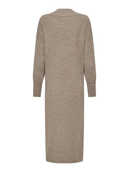 Only Knitted V-Neck Midi Dress in Beige