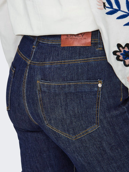 Only High Waist Flared Jeans in Dark Blue